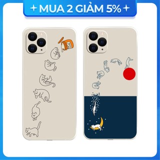 Ốp Lưng iPhone 11/14 Pro Max/15 Pro Max/16 Pro Max/17 Pro Max TPU Cạnh Vuông Hình Mèo rơi