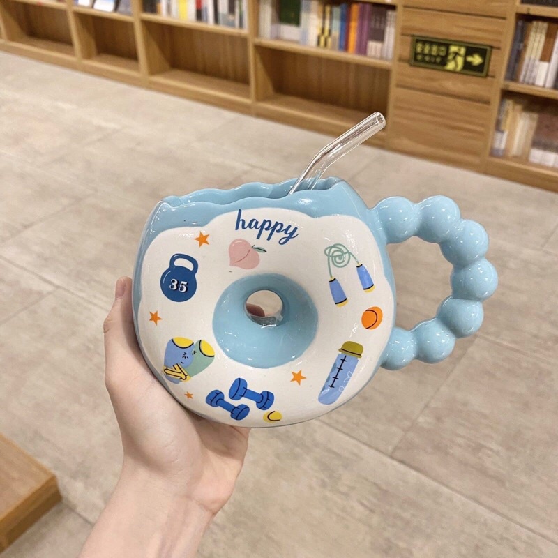 Cốc nước sứ | Ly cafe |  Cốc sứ uống trà | Ly sứ bánh donut siêu dễ thương  MINIGOOD sứ cao cấp tráng men