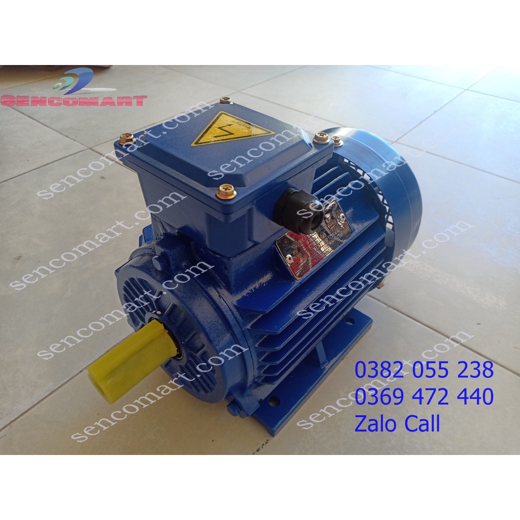 Motor 1,5kw iện 3 pha 380v 1400v/p, dây đồng chính hãng bảo hành 12 tháng