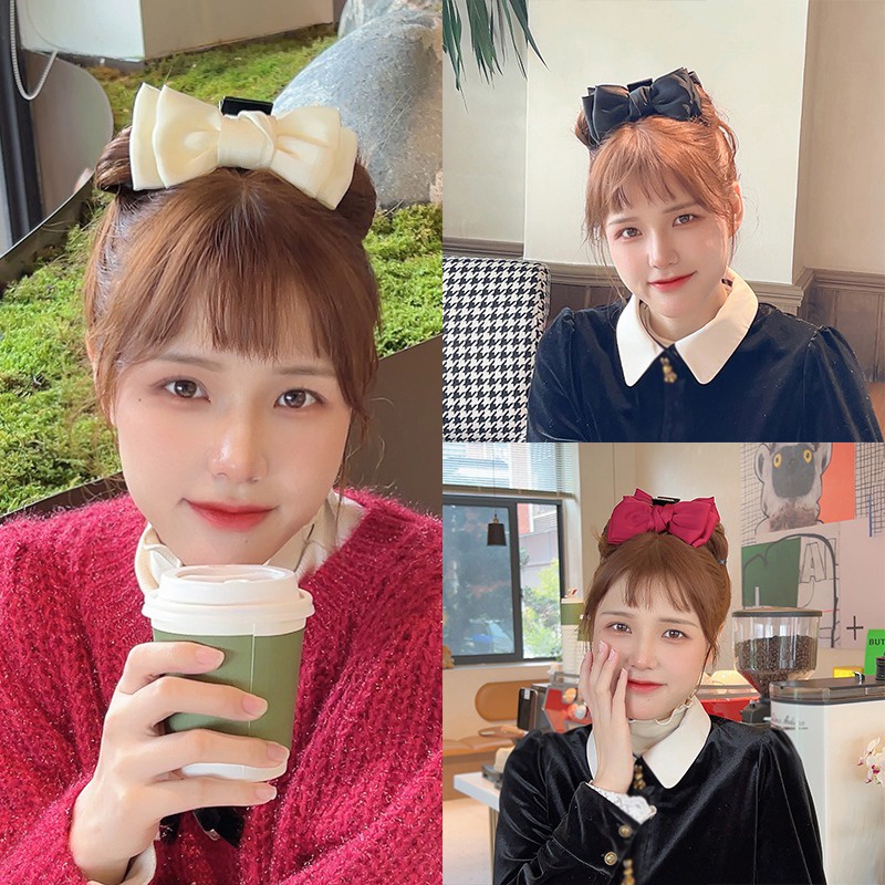 Kẹp Tóc Nơ Lớn Bằng Satin Phong Cách Công Chúa Ngọt Ngào