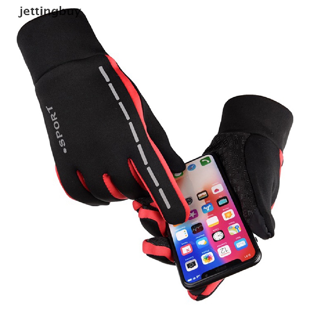 Găng tay JETTING giữ ấm kẻ sọc phản quang chống trượt chống thấm nước dùng được với màn hình cảm ứng