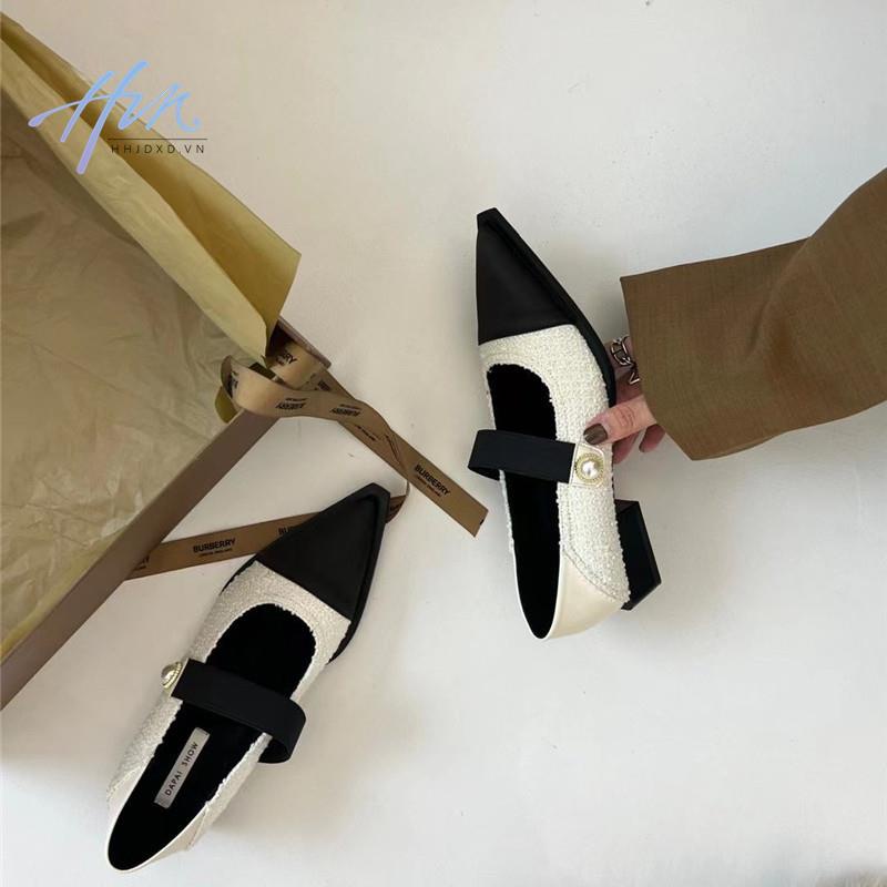Giày Mary Jane Gót Dày Đàn Hồi Màu Sắc Phù Hợp Với Mùa Xuân Dễ Phối Đồ Phong Cách Hepburn Dành Cho Bạn Nữ