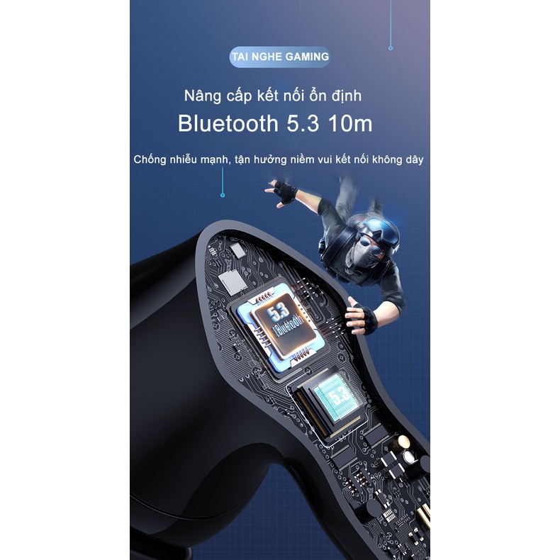 Tai Nghe Gaming H03 Bluetooth 5.3 TWS Tai Nghe Chơi Game Không Dây Có Mic Tai Nghe Nhét Tai Mũ 3 Với Độ Trễ Cực Thấp