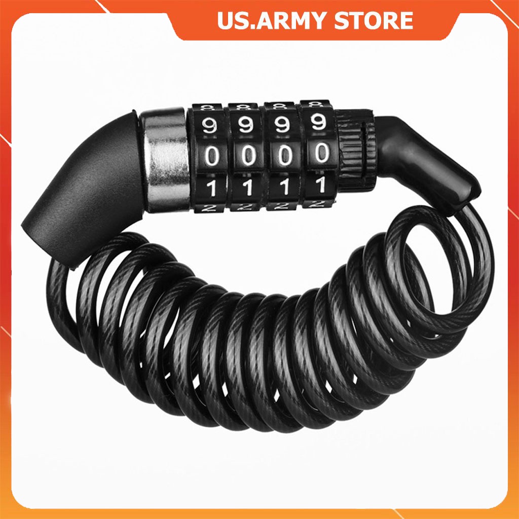 Khóa Dây Mật Mã US ARMY, Khóa Dây Mật Khẩu Mini, Khóa Chống Trộm Xe Đạp, Xe Máy, Khóa Bảo Vệ Mũ Bảo Hiểm, Hành Lý