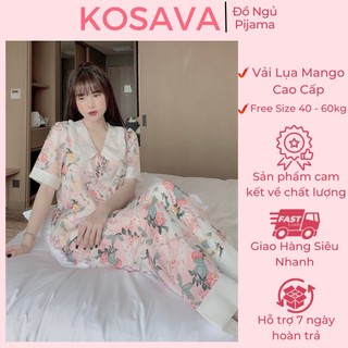 Đồ bộ nữ pijama lụa ngủ mặc nhà tay ngắn quần dài KOSAVA