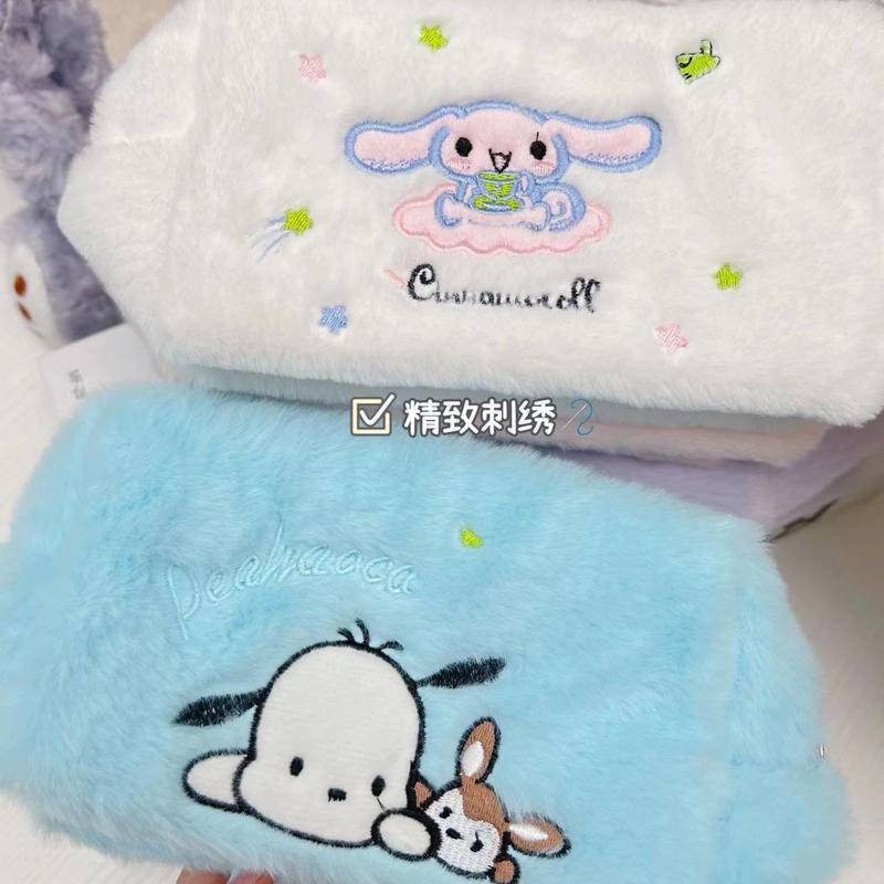 Sanrio Mymelody Kuromi Cinnamoroll Pochacco Túi Đựng Bút / Mỹ Phẩm Phủ Lông Dễ Thương Sức Chứa Lớn Làm Quà Tặng Cho Nữ Sinh
