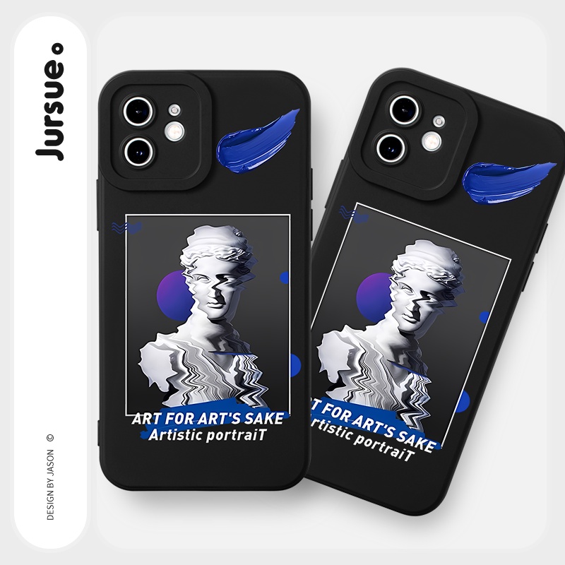 Ốp lưng JURSUE mềm chống bẩn hình độc lạ ngầu đen Cho iPhone 14 13 12 11 Pro Max SE 2020 X XR XS 8 7 ip 6S 6 Plus Y2713