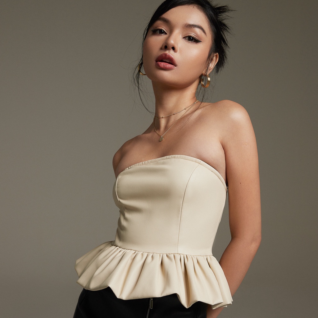 Áo Maybi peplum ôm da phối bèo