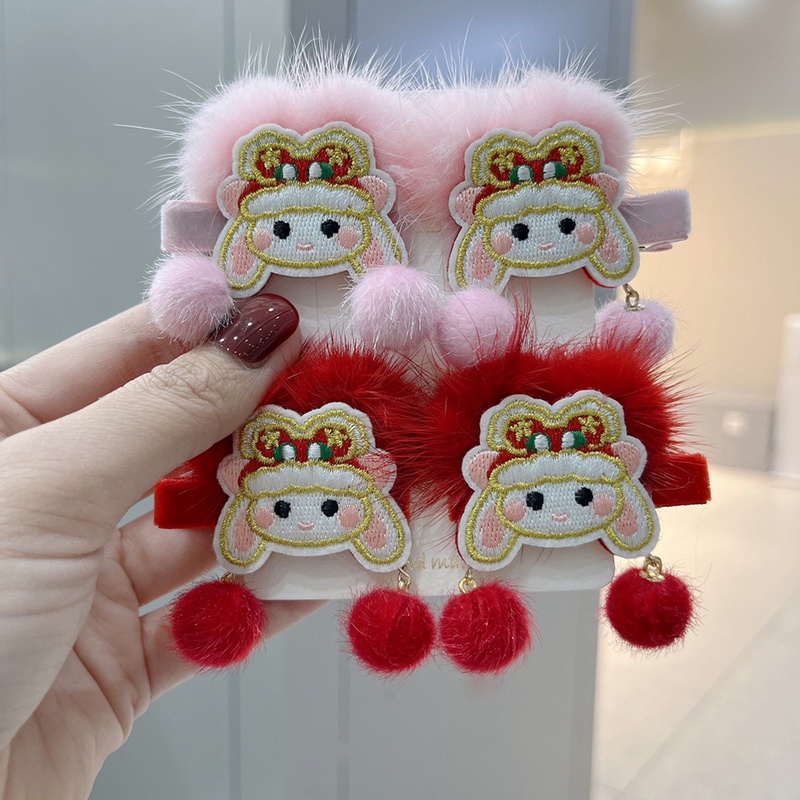Set 2 Kẹp Tóc Hình Thỏ Bông Mừng Năm Mới Phong Cách Trung Hoa dreamdiary