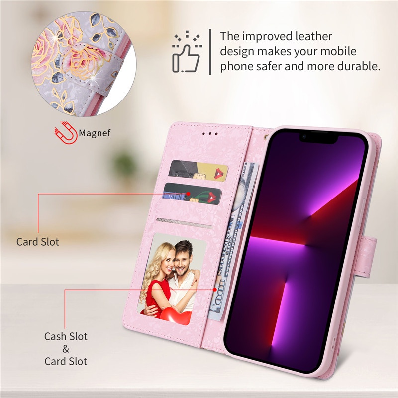 Bao Da Điện Thoại Dạng Ví Nắp Lật Khóa Từ Tính Thời Trang Cho IPhone 14 13 Pro Max 13 mini 14 Plus