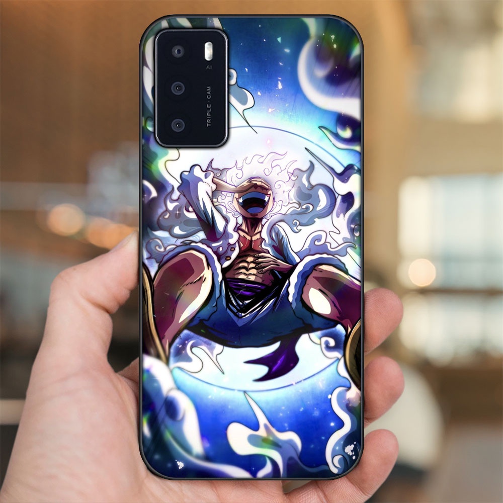 Ốp lưng Oppo A16 viền đen in hình Luffy Gear 5 Nika One Piece Đảo Hải Tặc