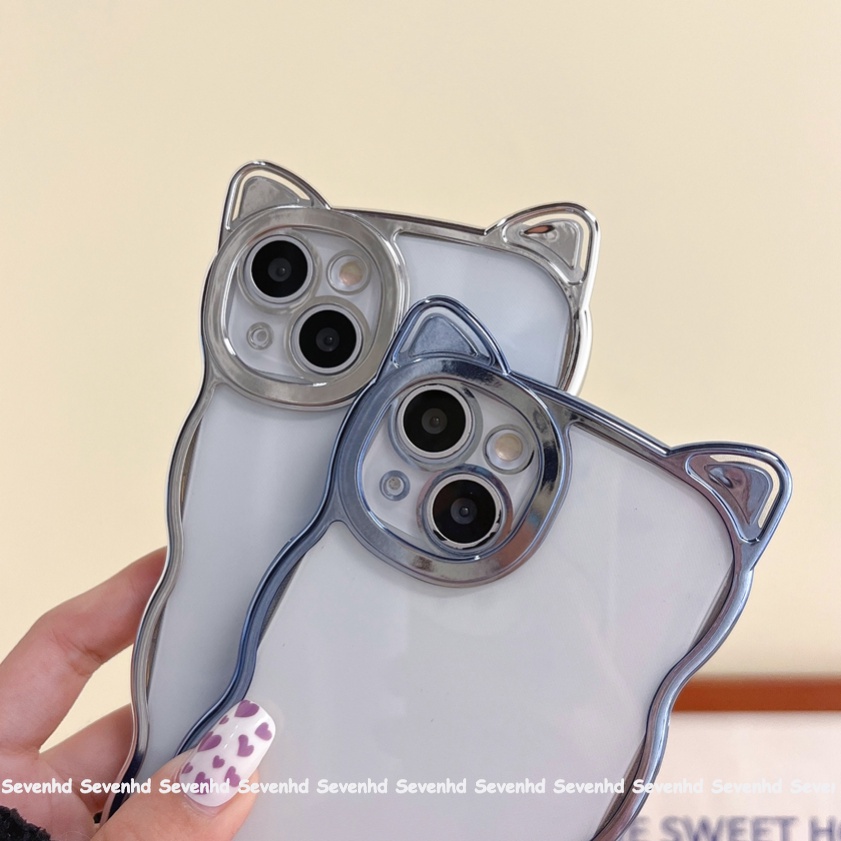 Ốp Điện Thoại Mềm Trong Suốt Chống Sốc Hình Tai Mèo Cho iPhone 14 13 12 11 Pro Max SE2020 X Xr Xs Max 8 7 Plus