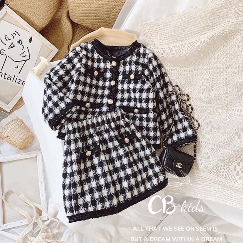 Set dạ bé gái, Set áo dạ chân váy bé gái hai lớp đẹp