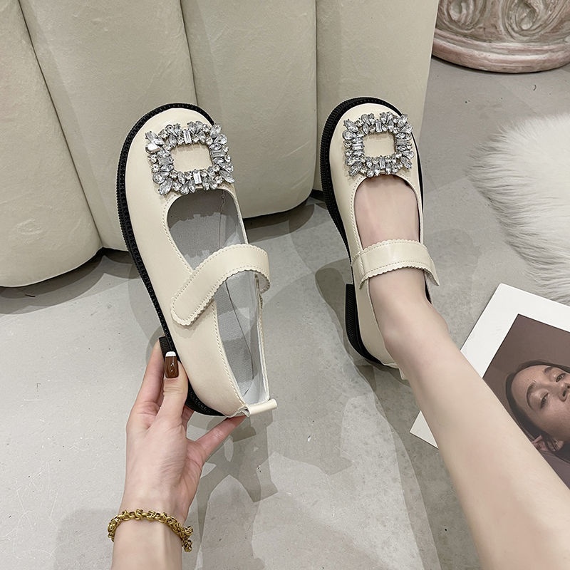 ZTAIXIELUA giày da nữ Giày Búp Bê Da Đế Bằng 3CM Đính Khóa Vuông Kiểu retro Pháp Thời Trang Mùa Xuân Cho Nữ mary jane