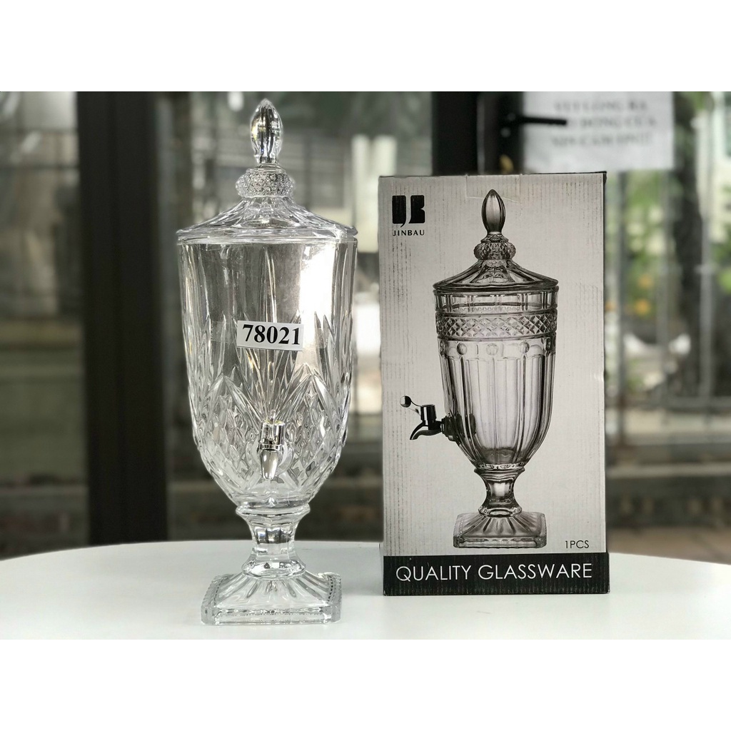 Bình cup 3.5 lít có vòi , bình thủy tinh kiểu có chân 3.5l đựng nước uống có vòi