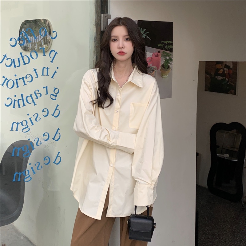 Áo Sơ Mi Tay Dài Dáng Rộng Thời Trang Cho Nữ