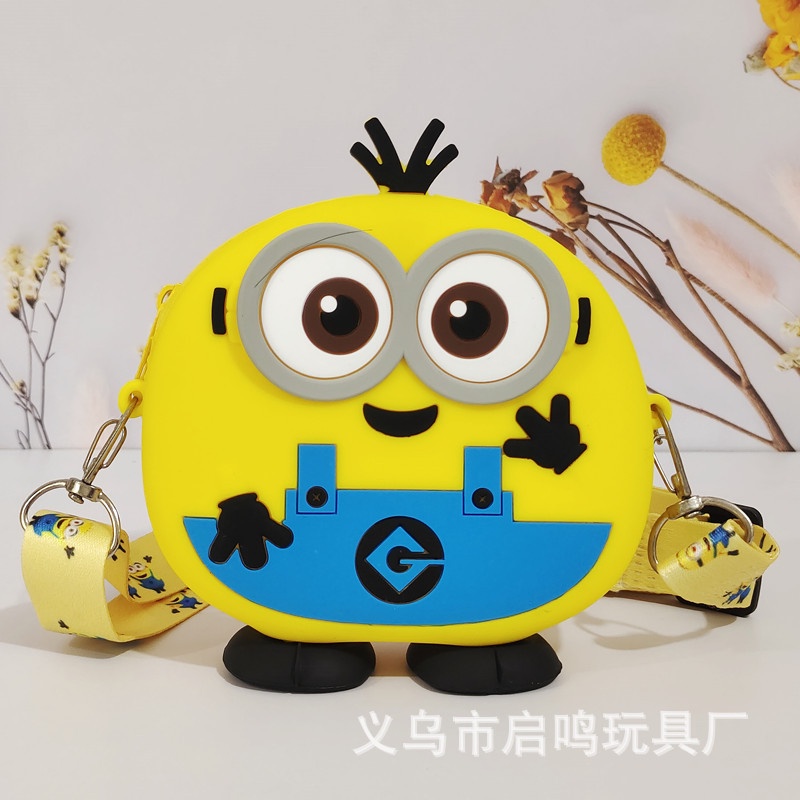 Túi Đeo Chéo silicon Hình Minion Siêu Đẹp Cho Bé trai bé gái màu vàng dễ thương Fullbaby 023