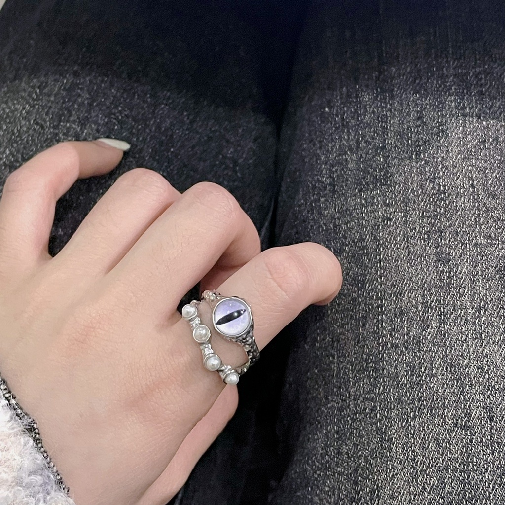 Nhẫn Hình Mắt Mèo Phong Cách Harajuku Hàn Quốc Cổ Điển