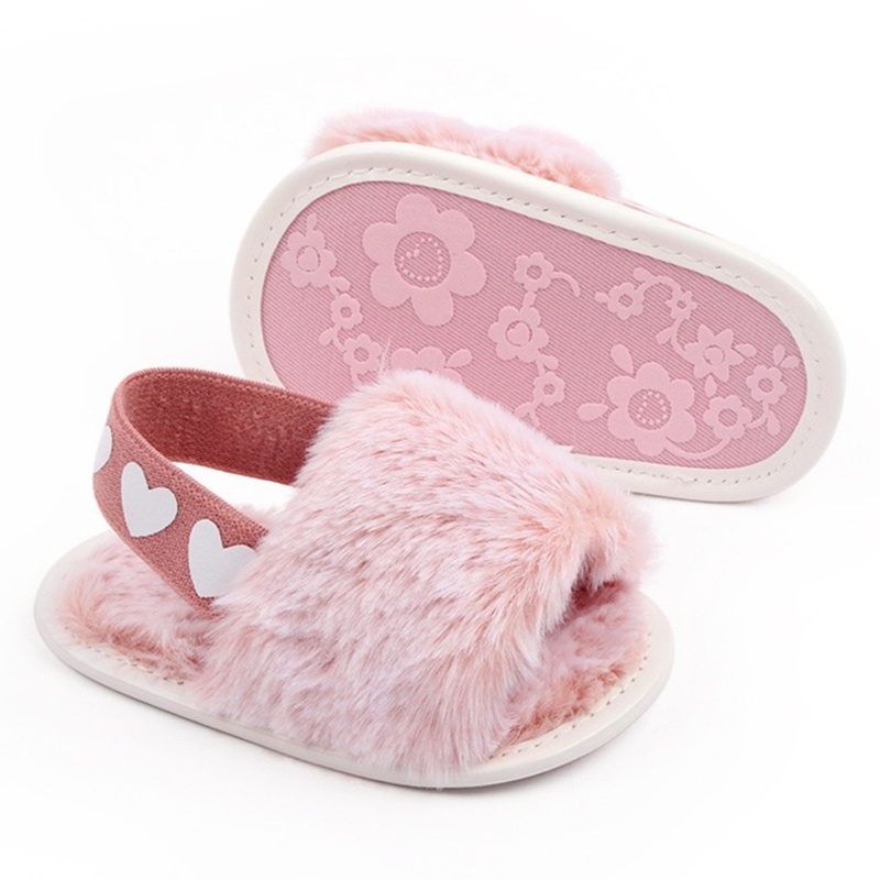 Xăng đan Đính Lông Giả Co Giãn Dành Cho Bé Gái 0-18 Tháng Tuổi