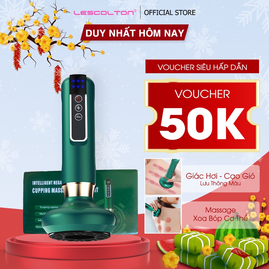 Máy massage giác hơi cầm tay Lescolton giác hơi toàn thân, bộ giác hơi không dùng lửa, giác hơi cạo gió an toàn