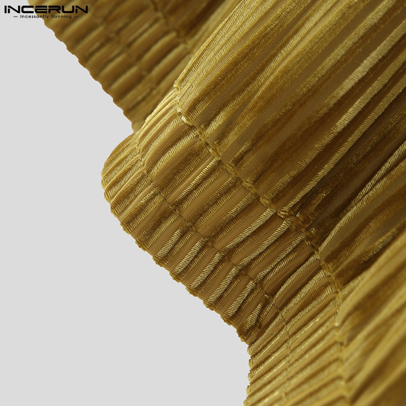 Bộ đồ INCERUN gồm áo thun dài tay + quần dài dáng rộng kẻ sọc 3 màu cá tính cho nam