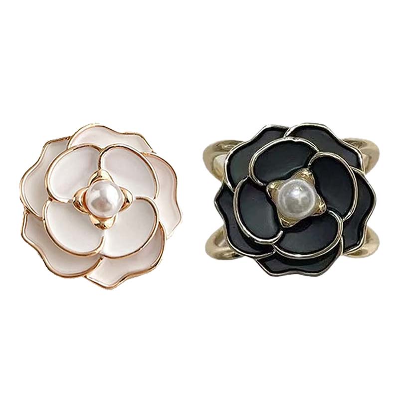 Ghim Cài Khăn Choàng Lụa Tráng Men Hình Hoa Trà Thắt Nút Đa Năng JP5