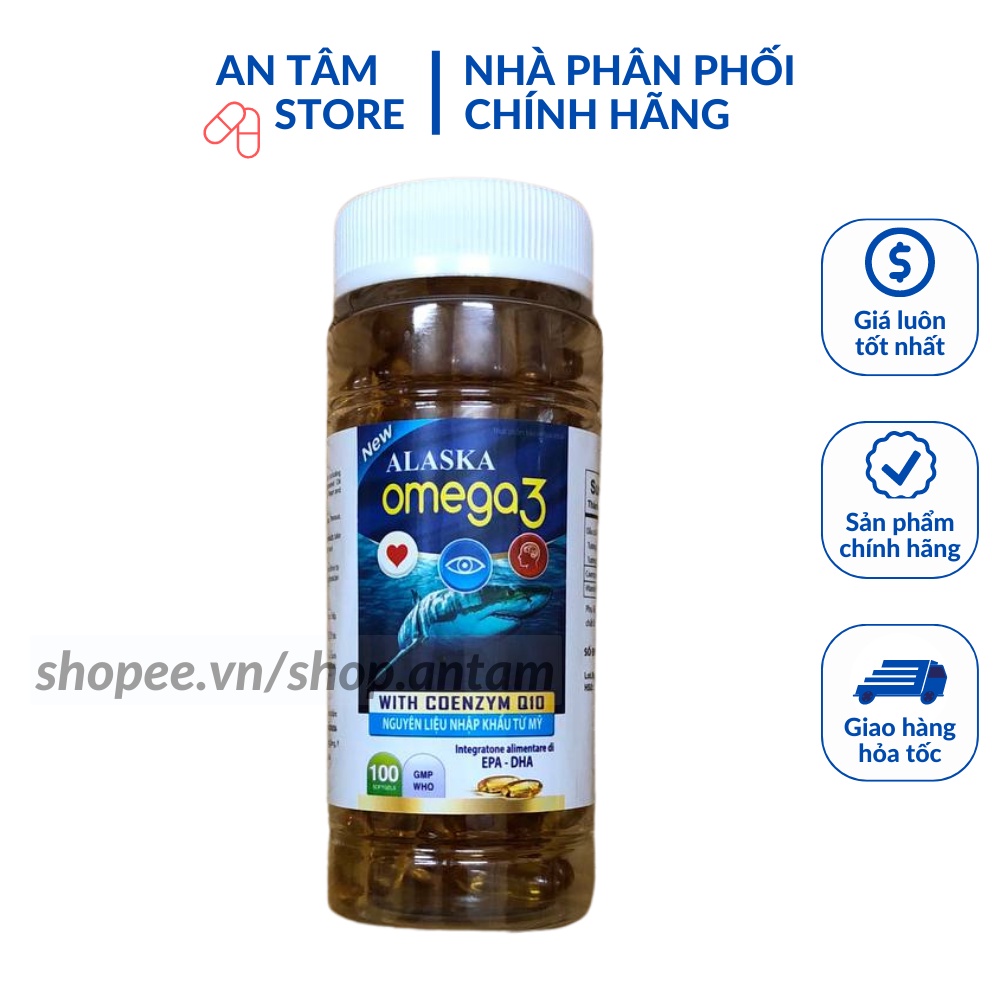 Viên uống Alaska Omega 3  Giúp bổ sung acid béo không no cần thiết cho cơ thể.