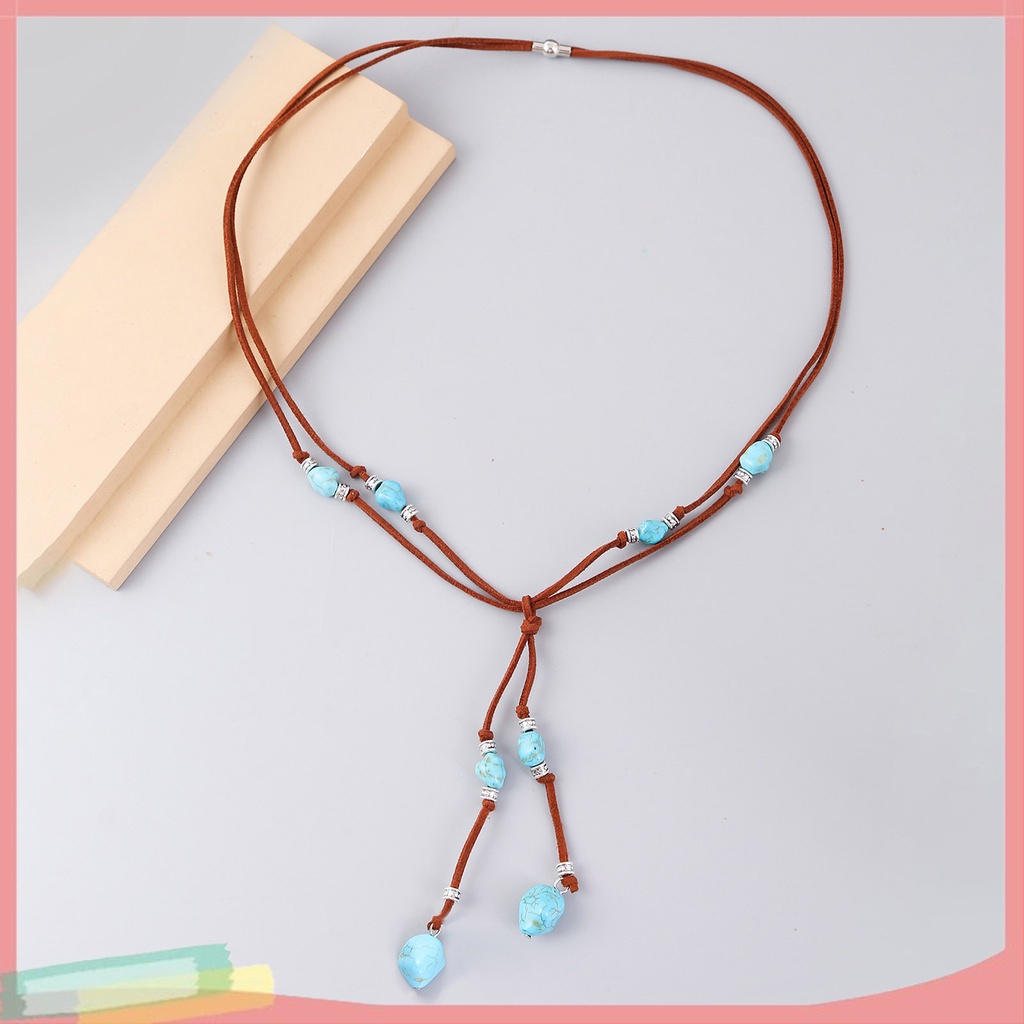 Vòng Cổ Dây Bện Mặt Đá Tự Nhiên Thời Trang Nữ Tính