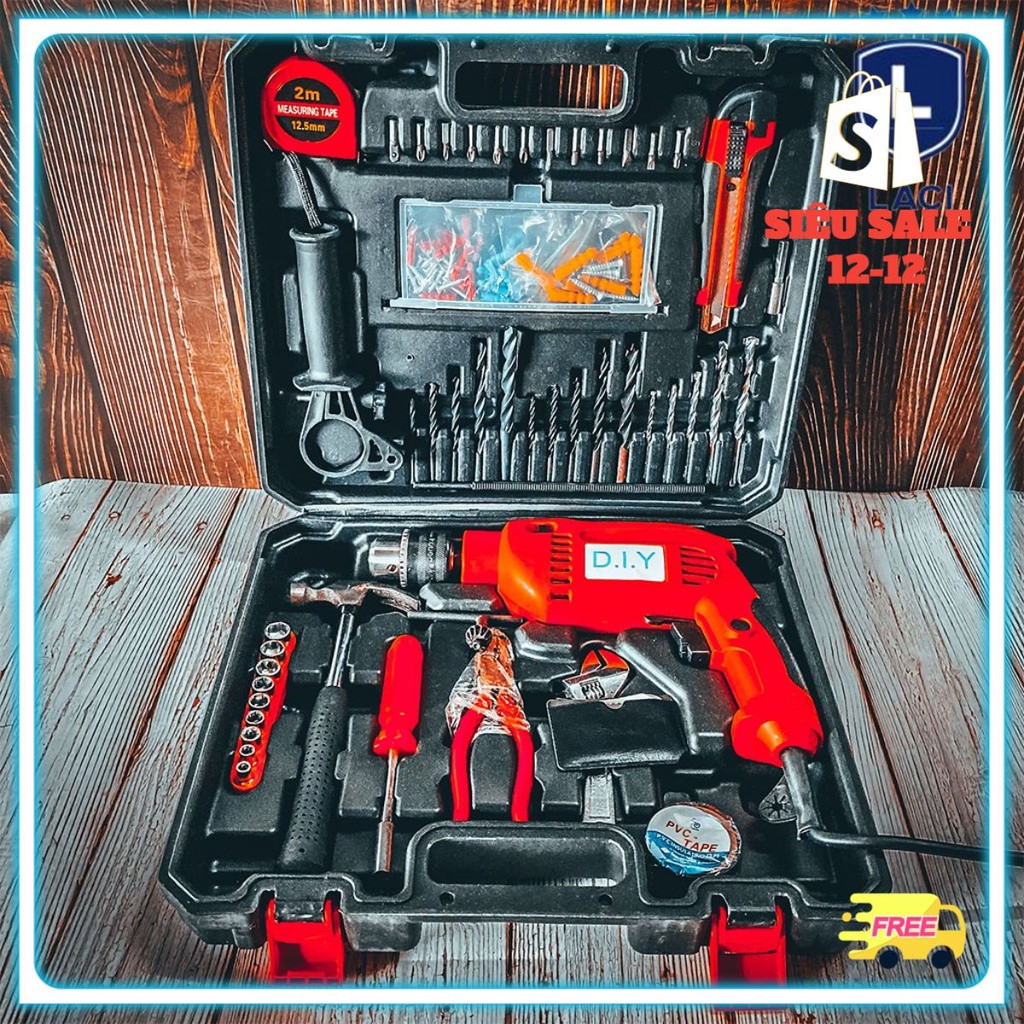 Bộ Máy Khoan Cầm Tay Đa Năng DIY 46 Món K19 Công Suất 550W