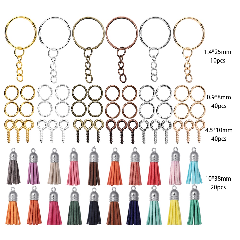 Set 110 Móc Khóa Tua Rua Bằng Da Thủ Công