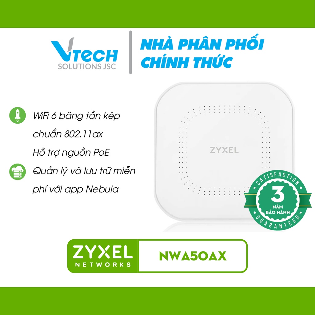 Bộ Phát Router Wifi Zyxel NWA50AX Wifi 6 Băng Tần Kép VTech - Sản phẩm chính hãng