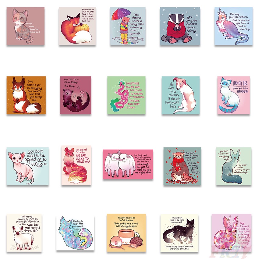 Bộ 100 / 100 Món Đồ Chơi Chất Lượng Cao ❉ Q Animal. Miếng Dán Trang Trí Thiết Kế Ngộ Nghĩnh ❉ Sticker Dán Tường Chống Thấm Nước Họa Tiết Doodle Hợp Thời Trang