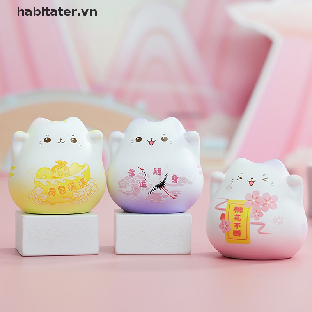 Đồ trang trí Mèo Hoạt Hình Mini Bằng Nhựa Resin Phong Cách Nhật Bản