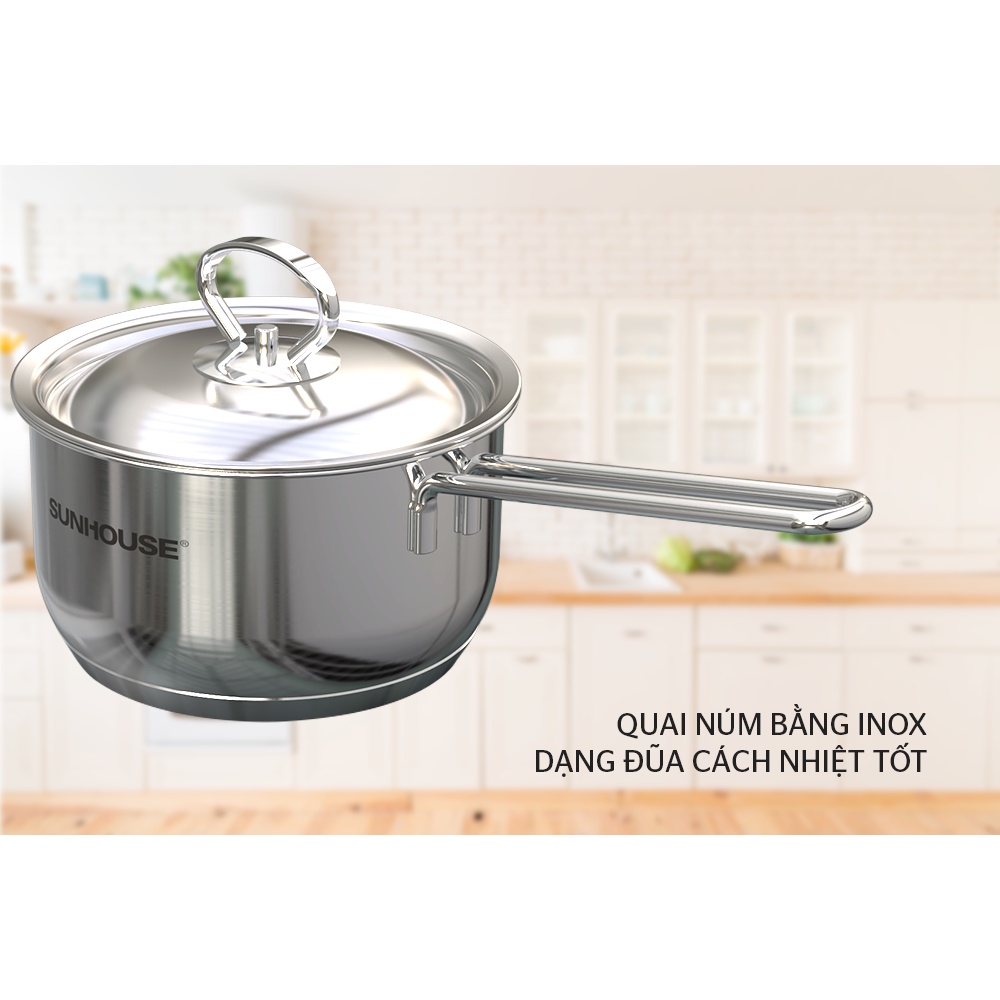 Quánh Quấy Bột Inox Cao Cấp 5 đáy SUNHOUSE SHG508-16 kích thước 16cm Siêu Dày (dùng được mọi loại bếp)