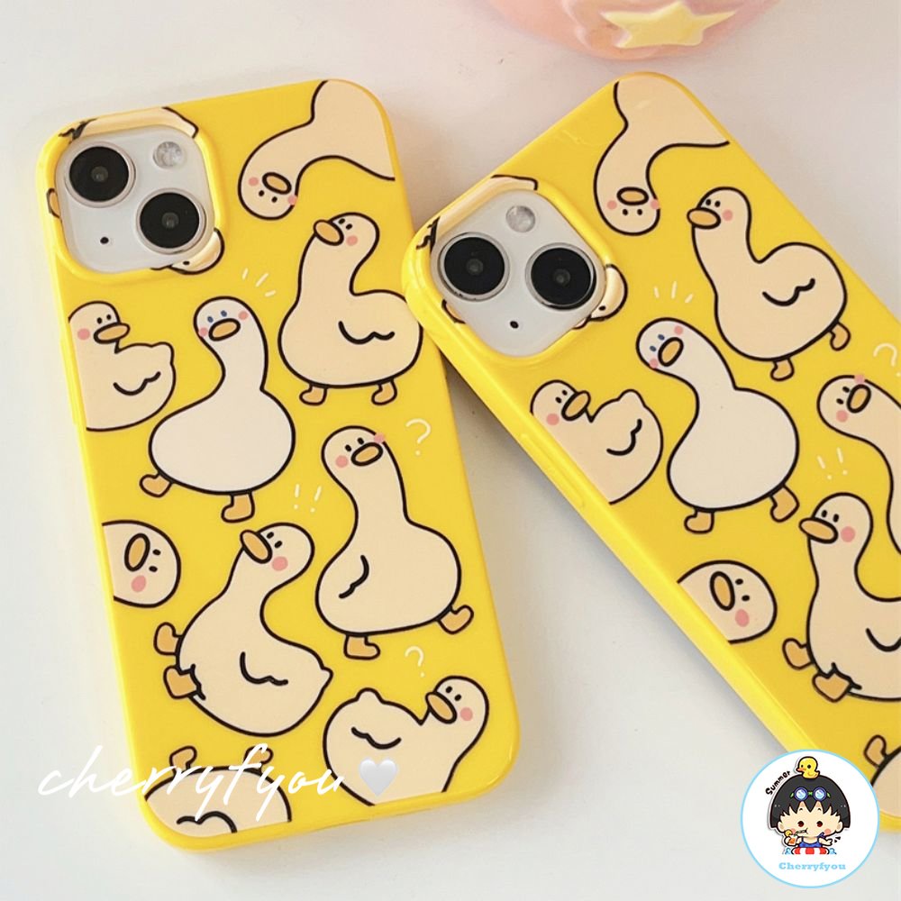 Ốp Điện Thoại TPU Mềm Bóng In Hình Vịt Dễ Thương Chống Nước Cho IPhone 14 13 12 11 Pro Max XS XR 8 7 Plus