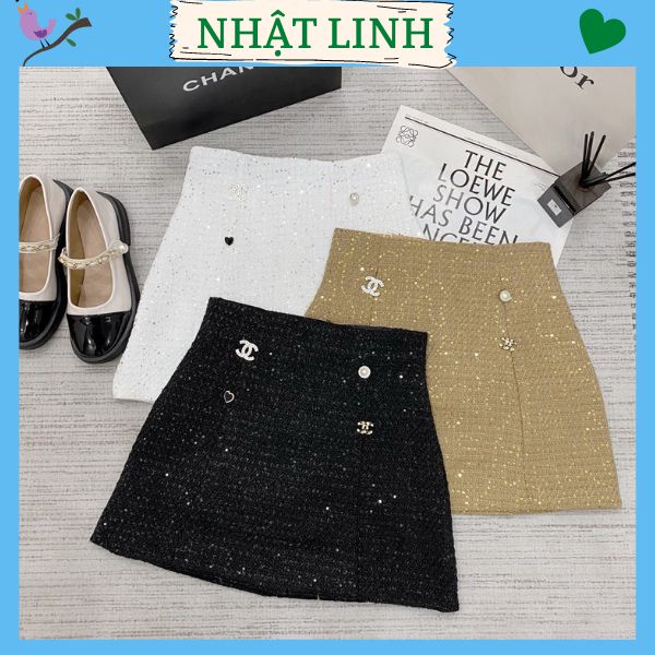 Chân váy chữ A chất dạ phối klim sa lấp lánh đính kèm khuy sang chảnh NHẬT LINH - CV736
