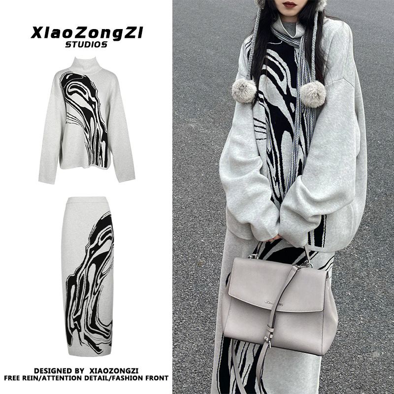 Set Áo Len Dài Tay + Chân Váy Chữ a Phong Cách Pháp Thời Trang Cho Nữ