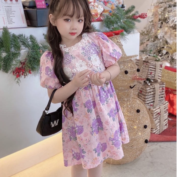 Váy cho bé gái Mykids Váy Thiết Kế Hoa Ren Viền Đầm Công Chúa  siêu xinh cho trẻ em từ 0.1.2.3.4.5.6.7.8.9.10 tuổi