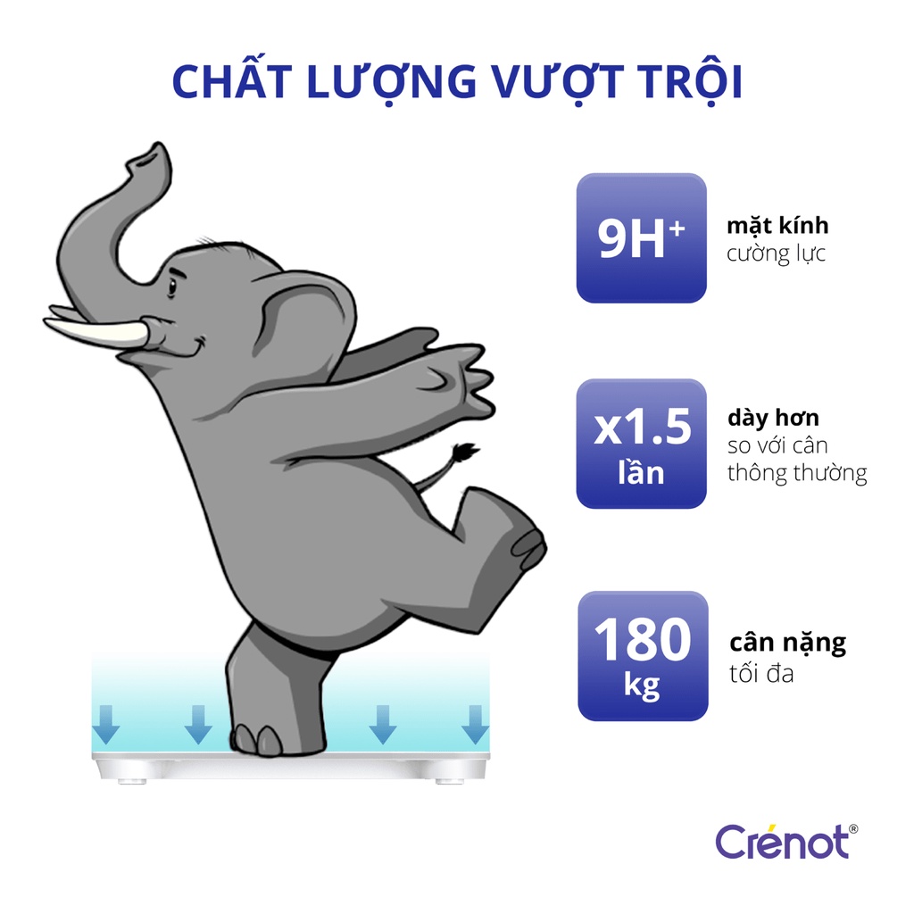 Cân điện tử sức khoẻ thông minh Crenot Gofit S2 kết nối bluetooth đo phân tích chỉ số cơ thể body fat scale