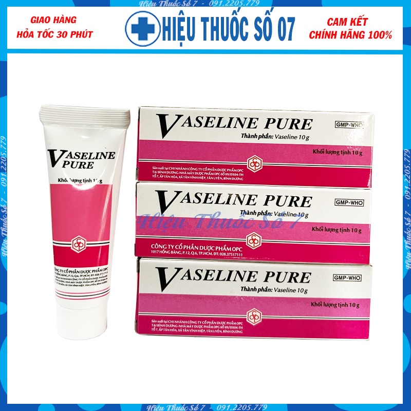 Vaseline dưỡng thể, dưỡng môi, Vaseline Pure OPC 10g không mùi