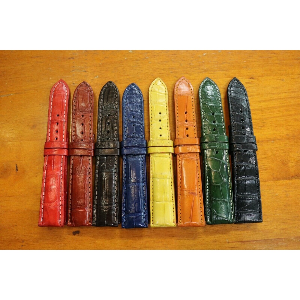 Dây đồng hồ da cá sấu may máy 16/18/20/22mm  Cá Sấu Thành Vinh