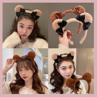 Băng đô tai gấu phối nơ phụ kiện tóc xinh bờm cài tóc nữ hàn quốc