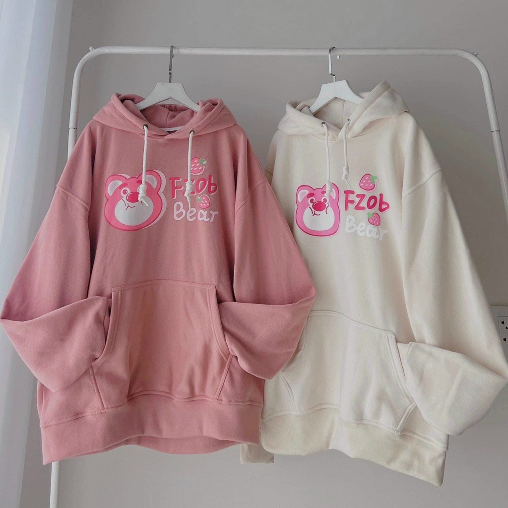 Áo Khoác Hoodie Nữ Họa Tiết Hình Con Gấu Phối Chữ Chất Nỉ Mềm Mịn Có Nón 2 Lớp Siêu Dễ Thương TP