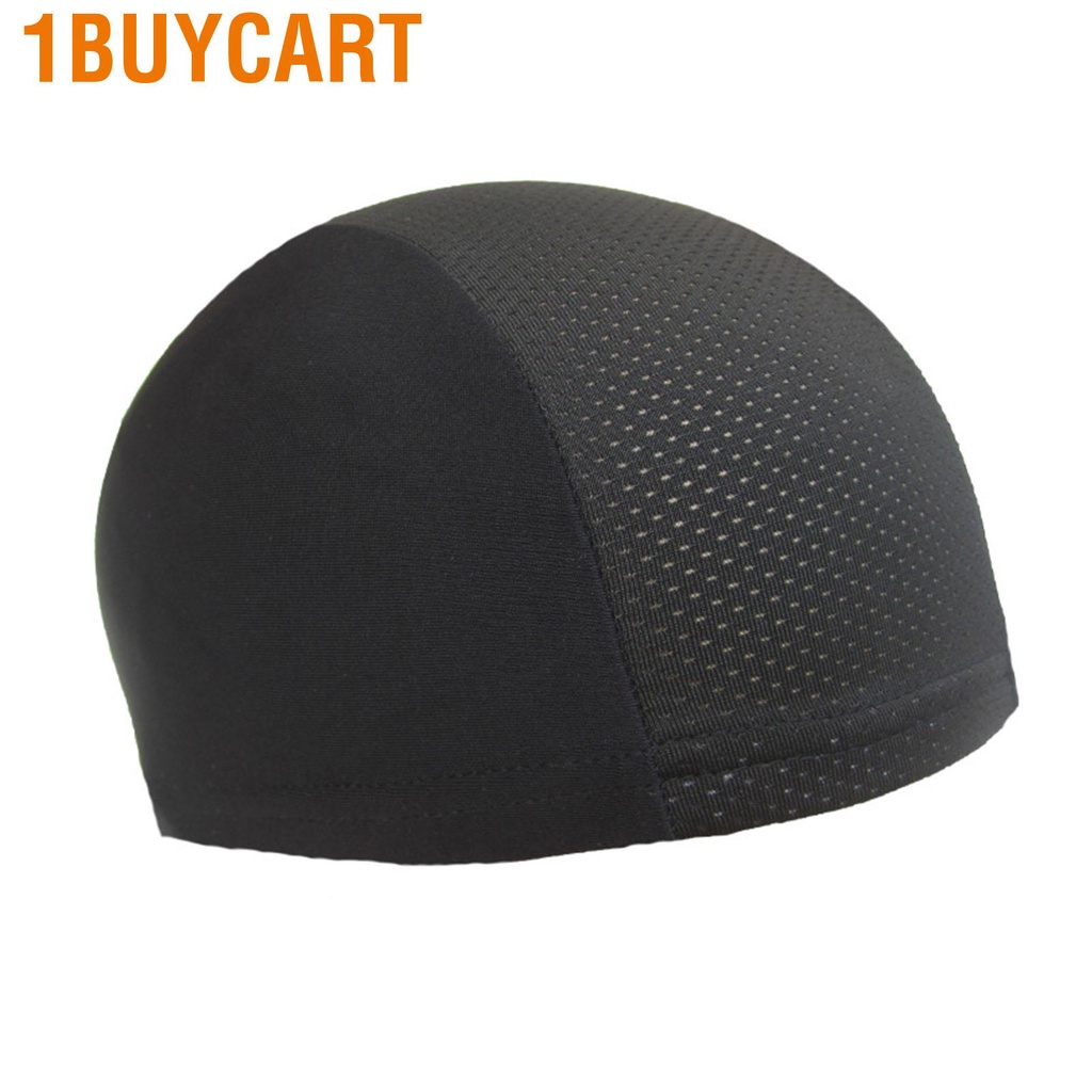 1buycart Helmet Liner Cap Sun Protection Breathable Quick Drying Elastic Sweat Absorbing for Cycling Black