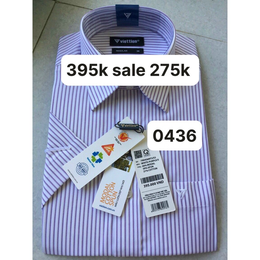 Việt tiến áo sơ mi ngắn tay giá mác 395k sale 275k tết xả kho thu hồi vốn