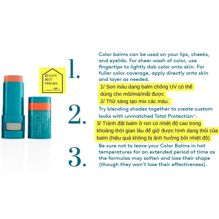 Son màu chống UV Colorescience Sunforgettable® Total Protection™ Color Balm SPF 50 PA++++ 9g