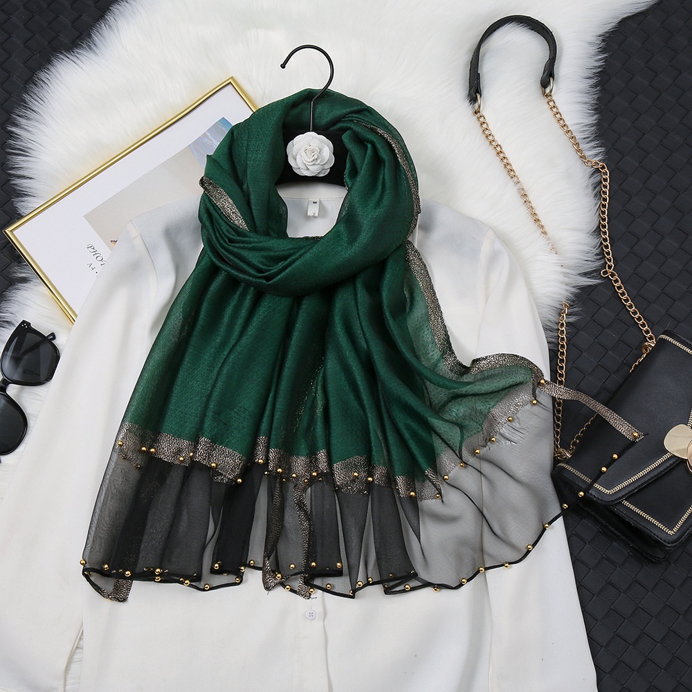 Zl Khăn Choàng Cổ Lụa Mulberry Dài Đính Ngọc Trai Nhân Tạo Cá Tính Thời Trang Mùa Xuân Dành Cho