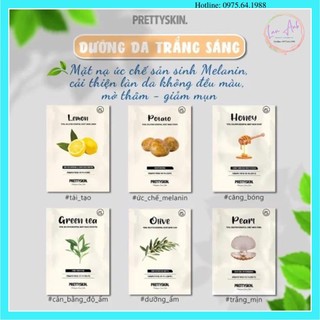 Mặt nạ giấy dưỡng trắng da prettyskin hàn quốc, mặt nạ hoa & quả từ thiên nhiên total solution 23ml