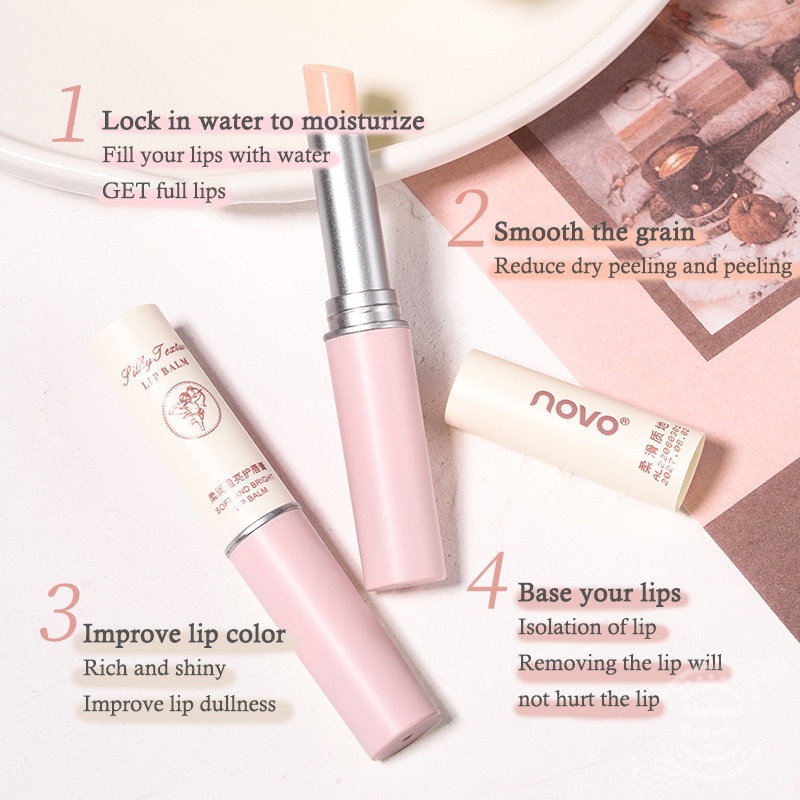 NOVO® Son Dưỡng Môi Mềm Mượt Làm Mờ Nếp Nhăn Chăm Sóc Môi Không Dính 1.7g