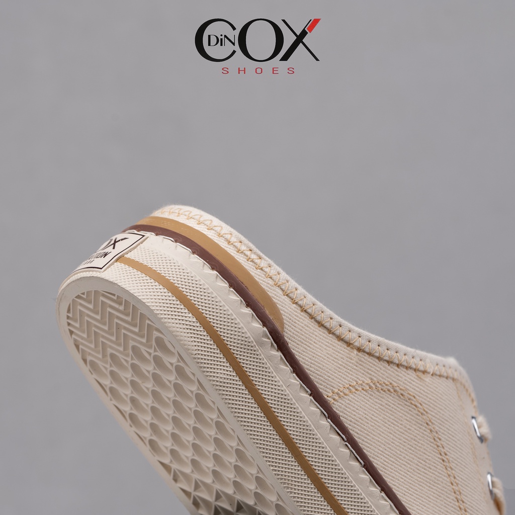 Giày Sục Đạp Gót Mules Vải Sneaker Unisex Tăng Chiều Cao 4cm DINCOX E10 Off/white